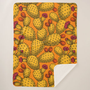 Couverture Sherpa Opuntie de floraison en jaune