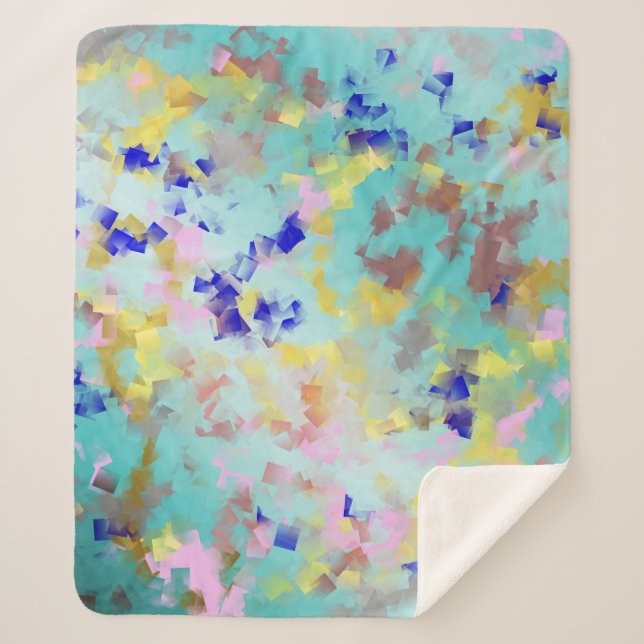 Couverture Sherpa or, bleu, blanc, or, motif textile, affiche (Devant)