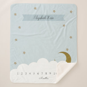 Couverture Sherpa Or Croissant Lune & Étoiles Gris Jalon