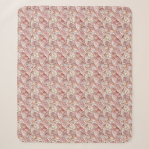 Couverture Sherpa Or Élégant Verre Rose Blanc Marbre Esthétique