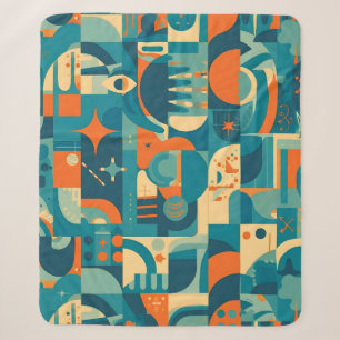 Couverture Sherpa Orange et Géométrique Abstrait Sarcelle
