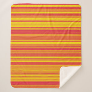 Couverture Sherpa Orange rouge jaune rayures