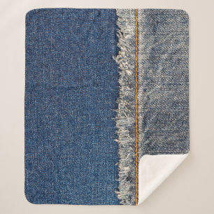 Couverture Sherpa Orange Stitch, Double Denim Patch.
