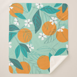 Couverture Sherpa Oranges florissantes en feuille. illustration
