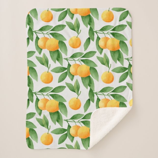 Couverture Sherpa Oranges ou mandarines motif (Devant)