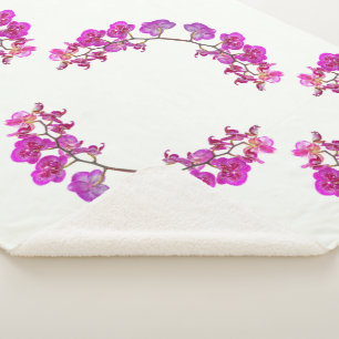 Couverture Sherpa Orchidées sur Arrière - plan clair Grosse couvertu