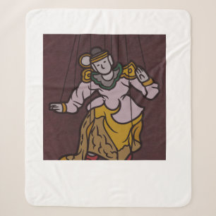 Couverture Sherpa Oreiller graphique de style miniature indien vinta