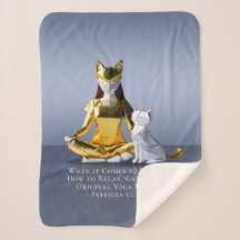 Origami Gold Foil Yoga Méditer Catwoman and Cat