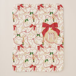 Couverture Sherpa Ornement de monogramme de casse-noisette à la crèm