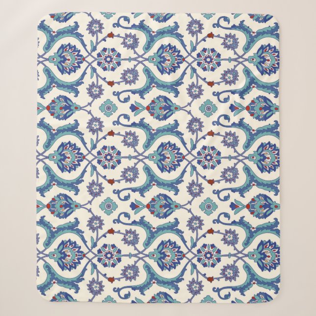 Couverture Sherpa Ornement floral : Motif arabe traditionnel. (Devant)