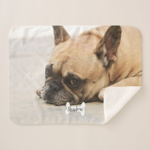 Couverture Sherpa Os mignon de nom de chiot de Frenchie de