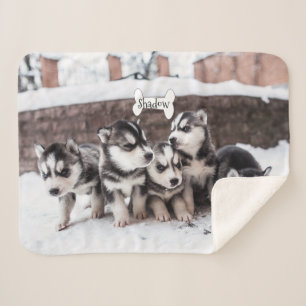 Couverture Sherpa Os nommé couvrant de chiots mignons de chien de