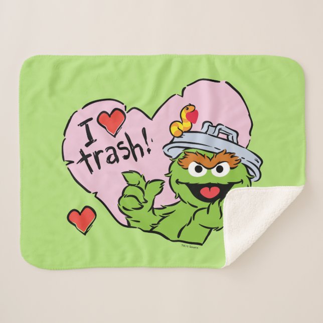 Couverture Sherpa Oscar "I Love Trash" Valentine (Devant (Horizontal))