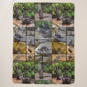 Couverture Sherpa Otters Dans Un Collage De Photo,