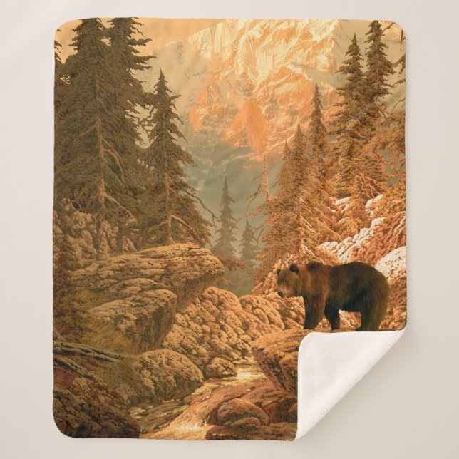 Couverture Sherpa Ours dans les montagnes Rocheuses, brun, animal, g (Devant)