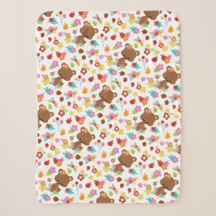 Couverture Sherpa Ours de bois mignon et feuille Baby Girl Kawaii
