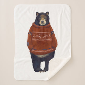 Couverture Sherpa Ours rouge de chandail de renne