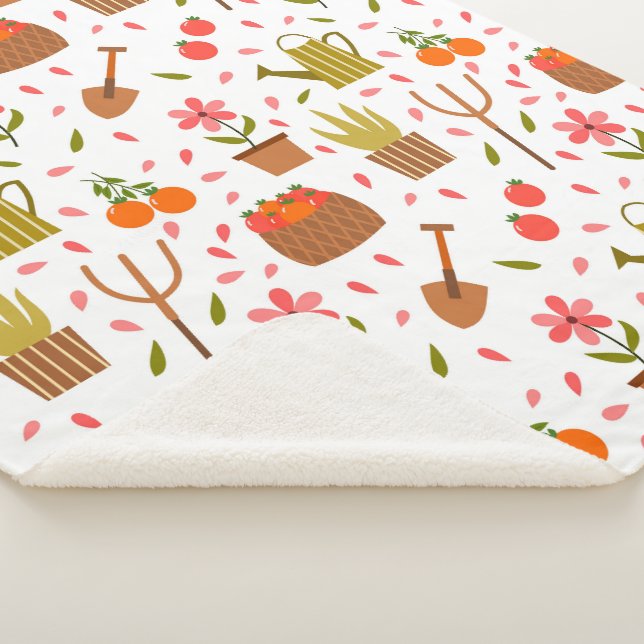 Couverture Sherpa Outils de jardinage mignon et Plante Motif sans co (3/4)