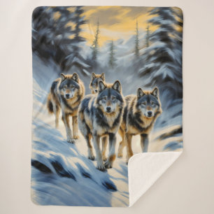 Couverture Sherpa Pack de loup sauvage de l'Alaska