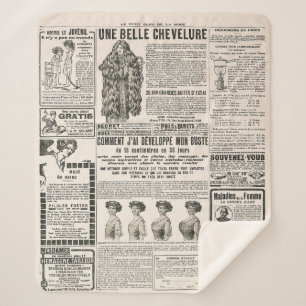 Couverture Sherpa Page de journal avec publicité antique
