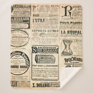Couverture Sherpa Page de journal avec publicité - Vintage engrave