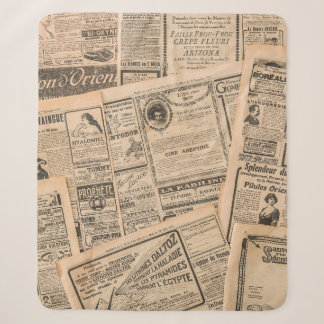 Couverture Sherpa Pages de journaux avec publicité antique. Vintage
