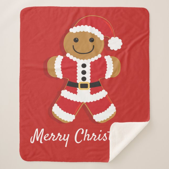 Couverture Sherpa Pain d'épices Homme Rouge Cookie Nourriture Noël (Devant)