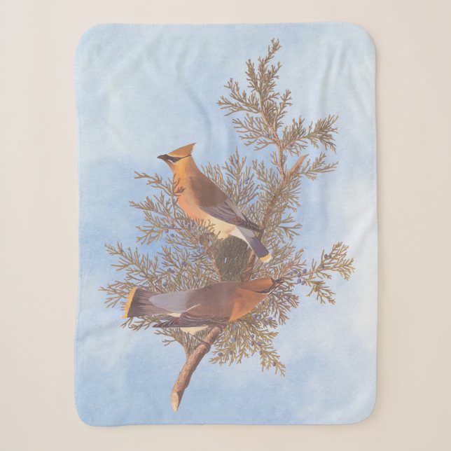 Couverture Sherpa Paire d'oiseaux de cirage de cèdre d'Audubon sur À (Devant)