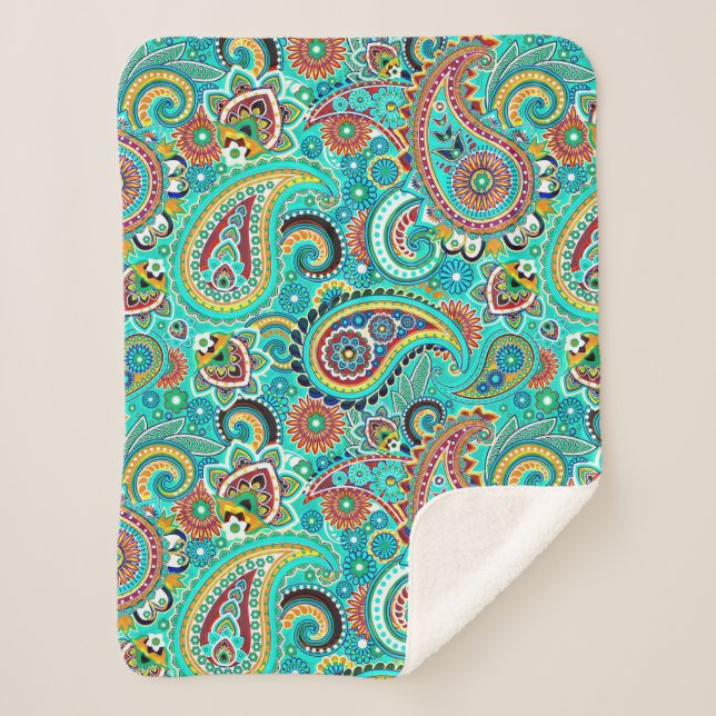 Couverture Sherpa Paisley Abstraite couleur florale (Devant)
