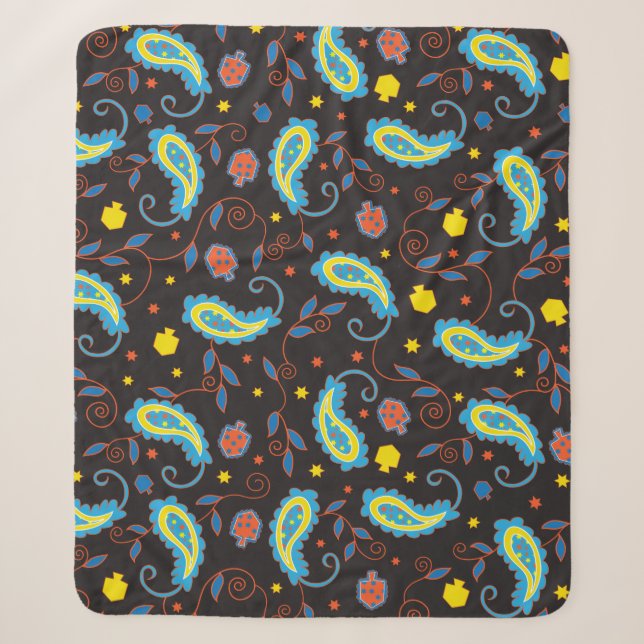 Couverture Sherpa Paisley Dreidels Sherpa Hanoukka Blanche/Moyen (Devant)