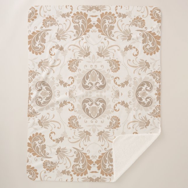 Couverture Sherpa Paisley en beige esthétique moderne Tan Brown (Devant)