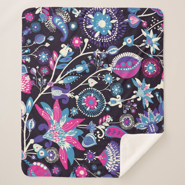 Couverture Sherpa Paisley moderne : motif traditionnel oriental. (Devant)