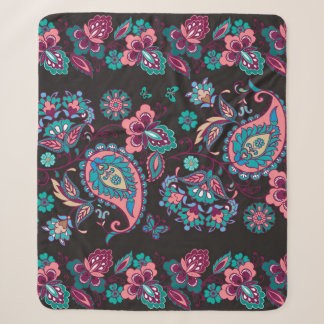 Couverture Sherpa Paisley Stripe : Noir Décoratif Sans Seamless