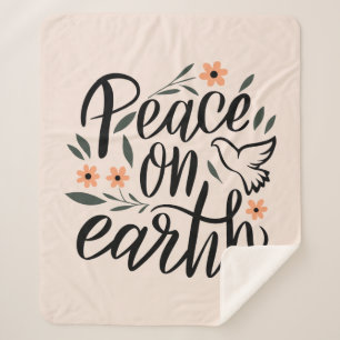 Couverture Sherpa Paix sur Terre Design Floral