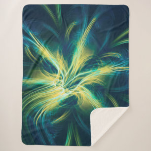 Couverture Sherpa Palette bleue aux fleurs fractées Sherpa Blanket