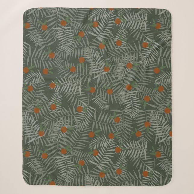 Couverture Sherpa Palm Feuilles & Oranges (Devant)