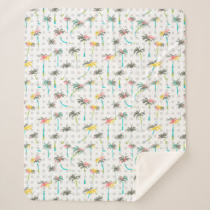 Couverture Sherpa Palmiers d'aquarelle