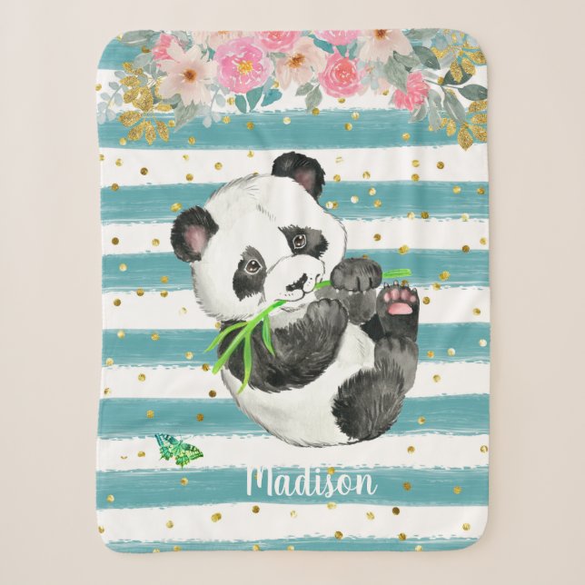 Couverture Sherpa Panda Sherpa Blanket personnalisée pour bébé adora (Devant)