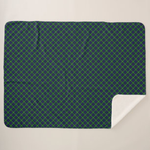 Couverture Sherpa Panier bleu vert tartan MacIntyre