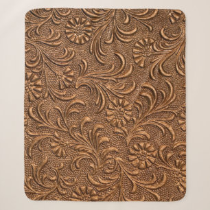 Couverture Sherpa panneau floral gaufré, cuivre