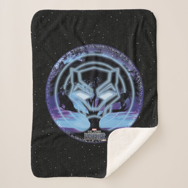 Couverture Sherpa Panthère noire | Symbole panthère et arbre de Wawa (Devant)