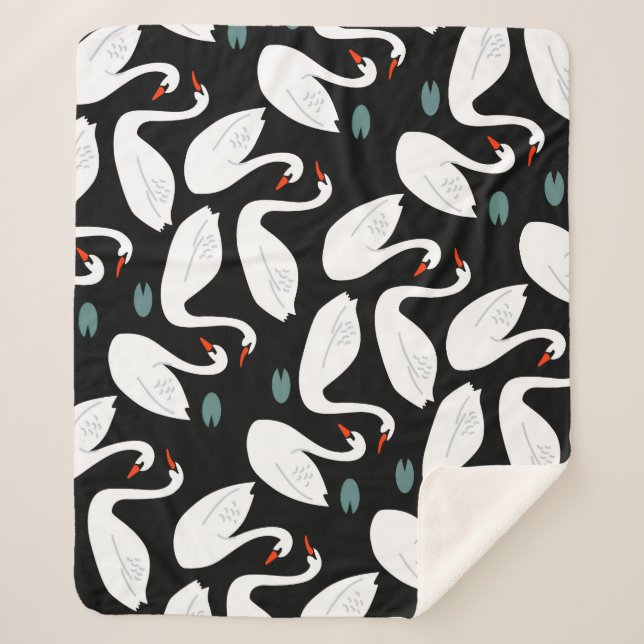 Couverture Sherpa Papier peint blanc Swans Lake (Devant)