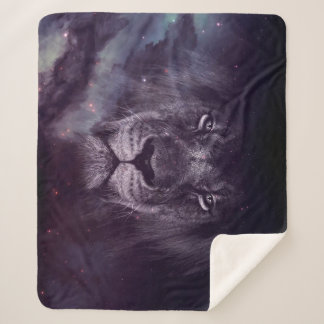 Couverture Sherpa Papier peint Galaxy Lion Face Art