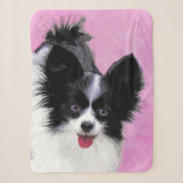 Couverture Sherpa Papillon (blanc et noir) Peinture - Chien Art (Devant)