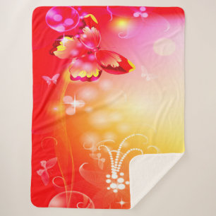 Couverture Sherpa Papillon rouge
