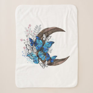 Couverture Sherpa Papillons bleus sur croissant en bois