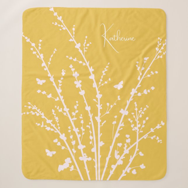 Couverture Sherpa Papillons Branches Nom personnalisable (Devant)