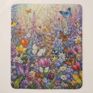 Couverture Sherpa Papillons du Paradis – Une Fleur Sauvage Colorée 