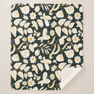 Couverture Sherpa Papillons & Fleurs : Motif d'été Doodle.