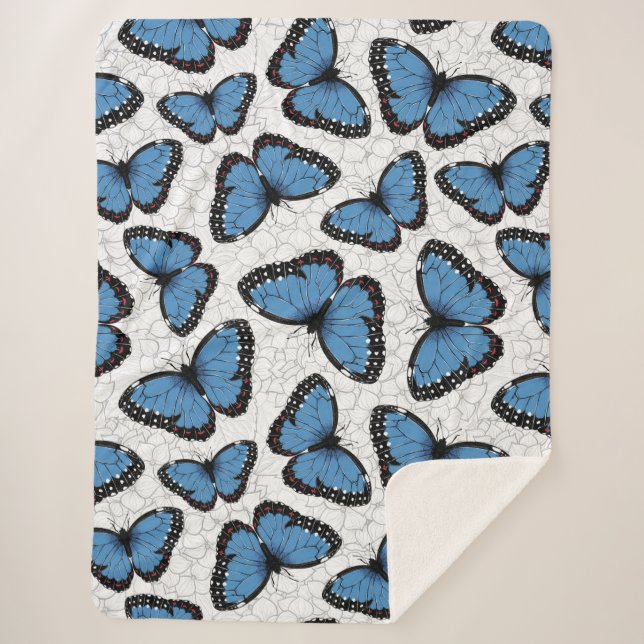 Couverture Sherpa Papillons morpho bleu (Devant)